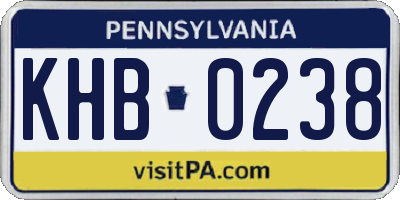 PA license plate KHB0238