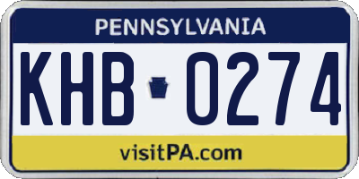 PA license plate KHB0274
