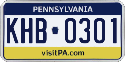 PA license plate KHB0301