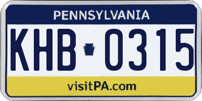 PA license plate KHB0315