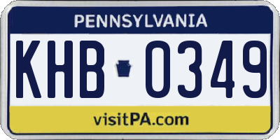 PA license plate KHB0349