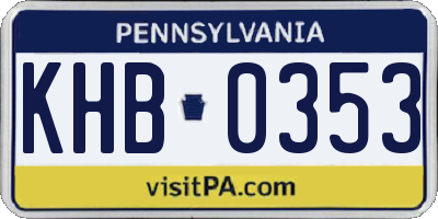 PA license plate KHB0353