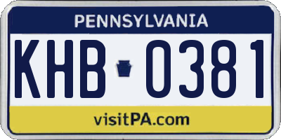 PA license plate KHB0381