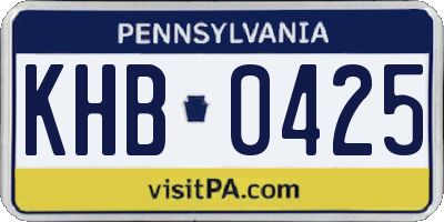 PA license plate KHB0425