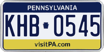 PA license plate KHB0545