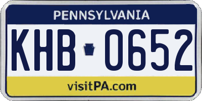 PA license plate KHB0652