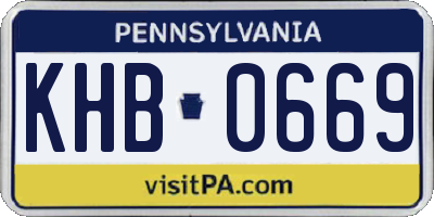 PA license plate KHB0669