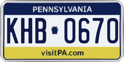 PA license plate KHB0670