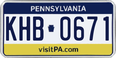 PA license plate KHB0671