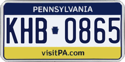 PA license plate KHB0865