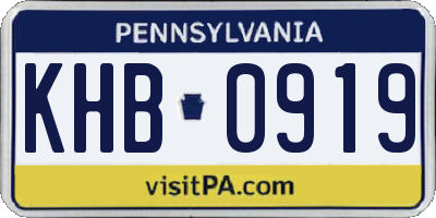 PA license plate KHB0919