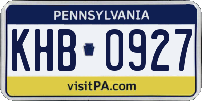 PA license plate KHB0927