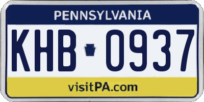 PA license plate KHB0937