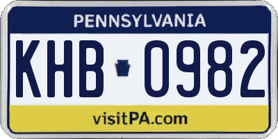 PA license plate KHB0982