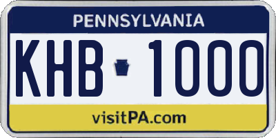 PA license plate KHB1000