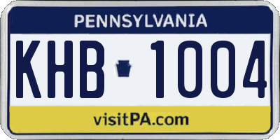 PA license plate KHB1004