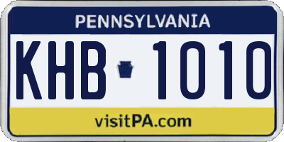 PA license plate KHB1010