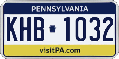 PA license plate KHB1032