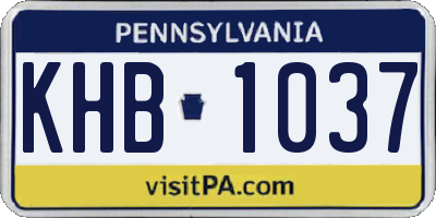 PA license plate KHB1037