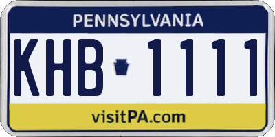 PA license plate KHB1111