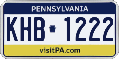 PA license plate KHB1222