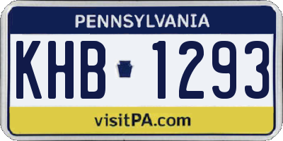 PA license plate KHB1293