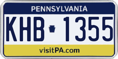 PA license plate KHB1355