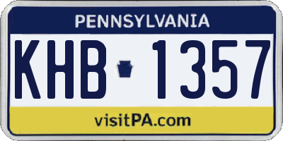 PA license plate KHB1357