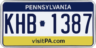 PA license plate KHB1387