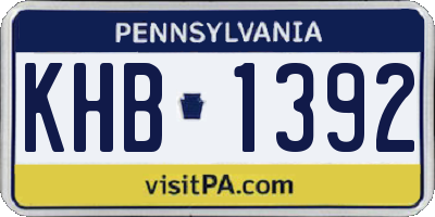 PA license plate KHB1392