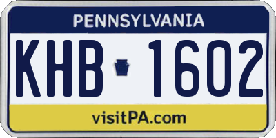 PA license plate KHB1602