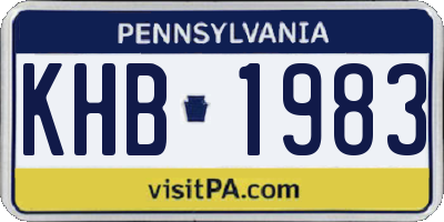 PA license plate KHB1983