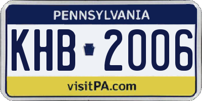 PA license plate KHB2006