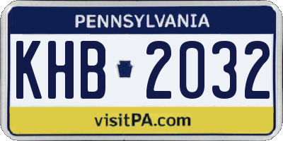 PA license plate KHB2032