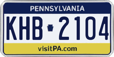 PA license plate KHB2104