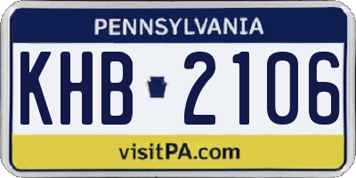 PA license plate KHB2106