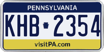PA license plate KHB2354
