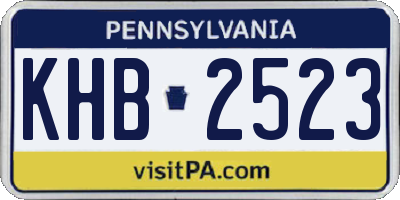 PA license plate KHB2523