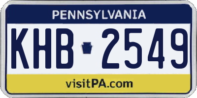 PA license plate KHB2549