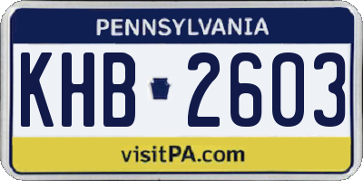 PA license plate KHB2603