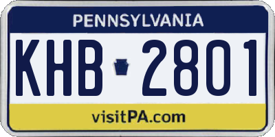 PA license plate KHB2801