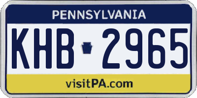 PA license plate KHB2965