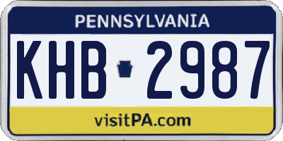 PA license plate KHB2987