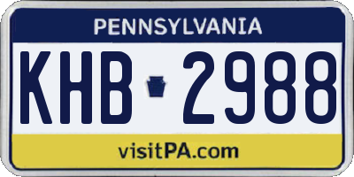 PA license plate KHB2988