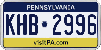 PA license plate KHB2996