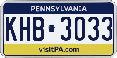 PA license plate KHB3033