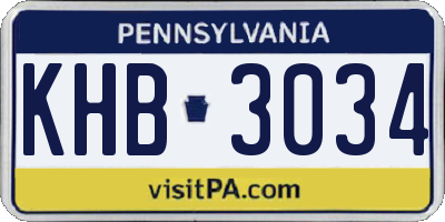 PA license plate KHB3034