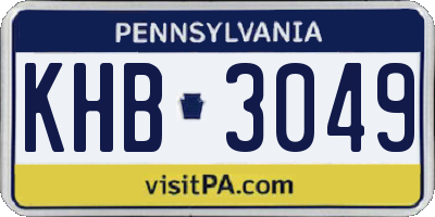 PA license plate KHB3049