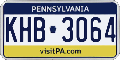 PA license plate KHB3064