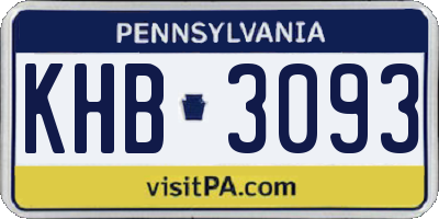 PA license plate KHB3093